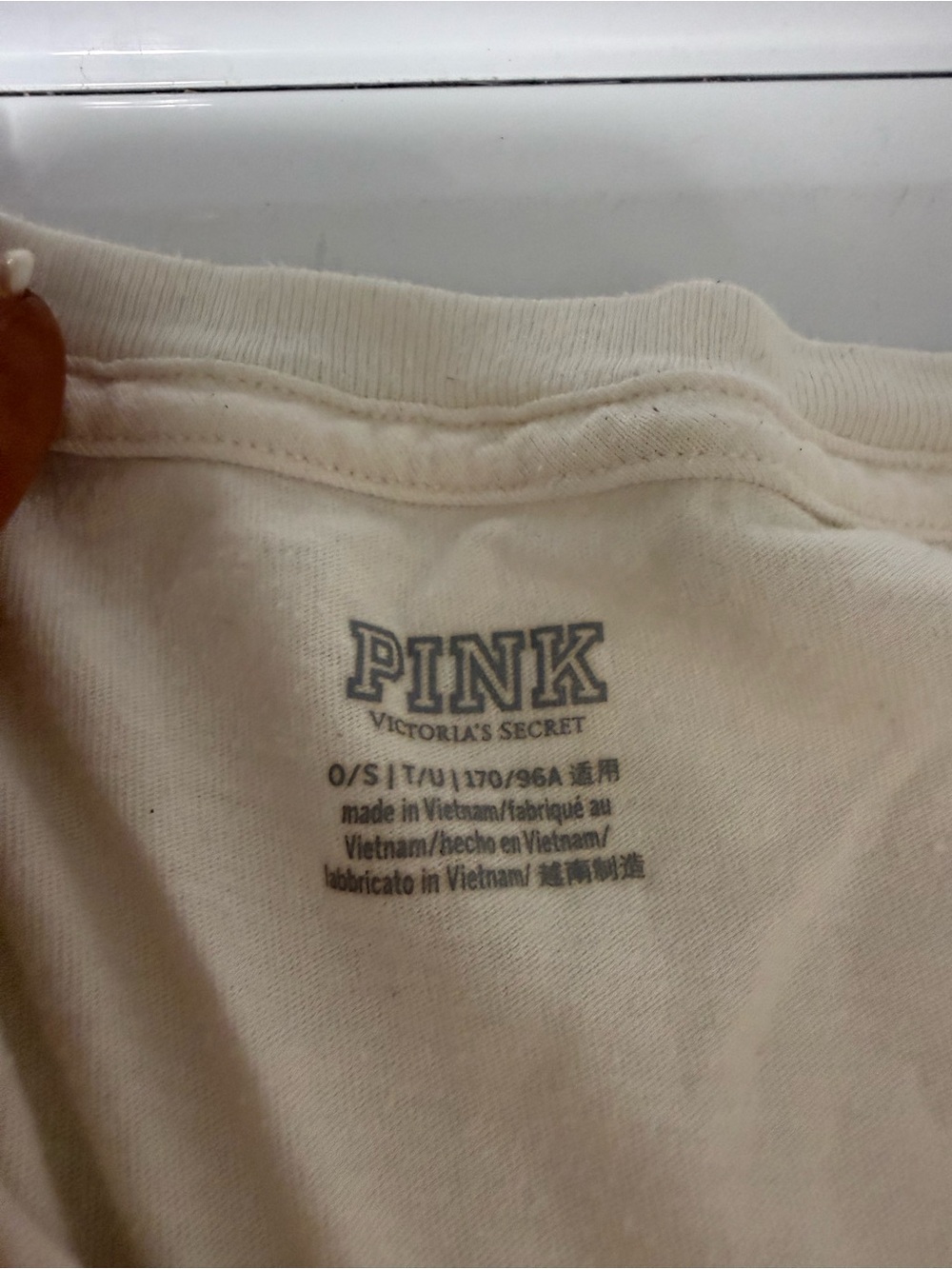 PINK Victoria's Secret Cream Tee with Black Logo - Picture 2 of 2